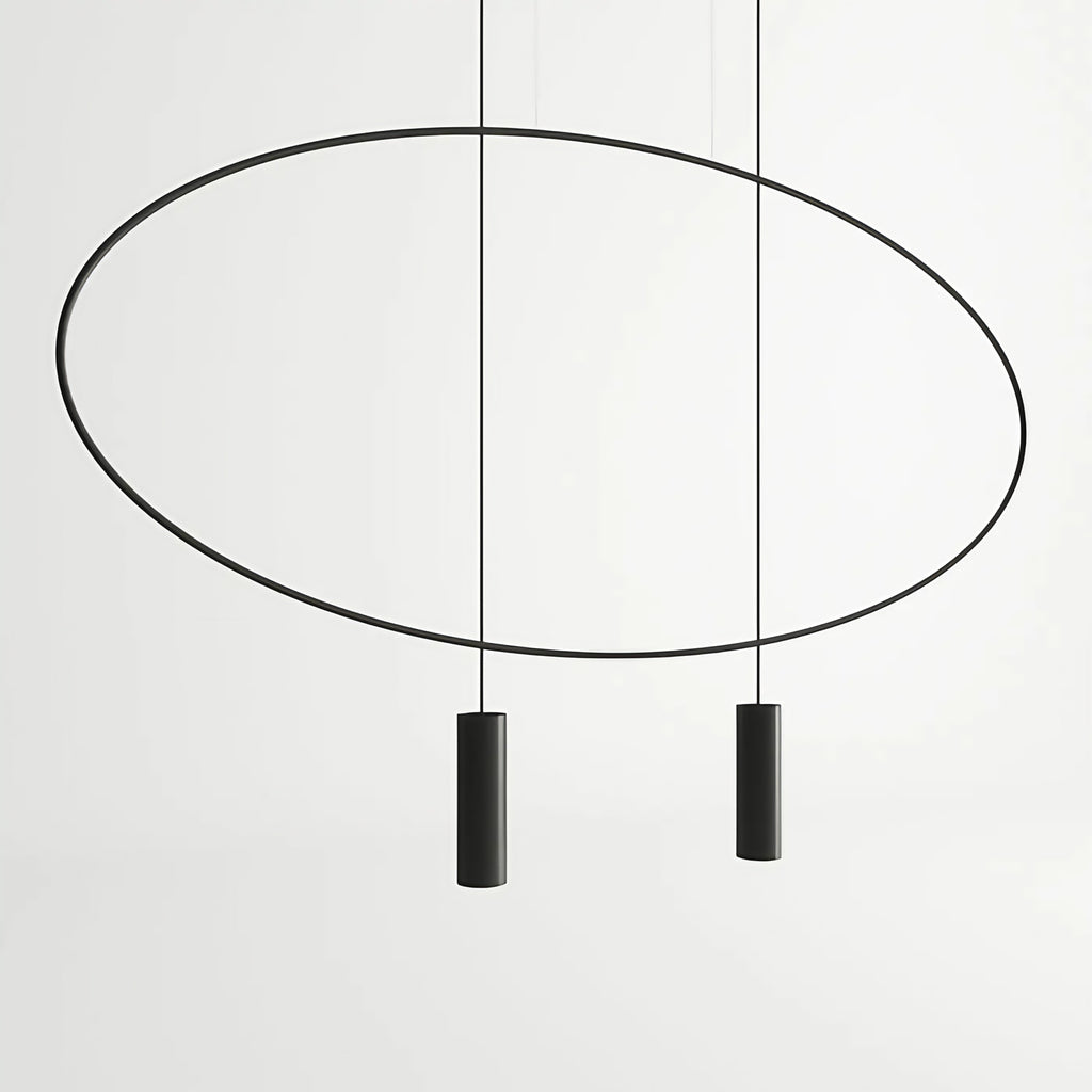 Suspension ovale en acier noir, profil fin, 81 ou 131 cm