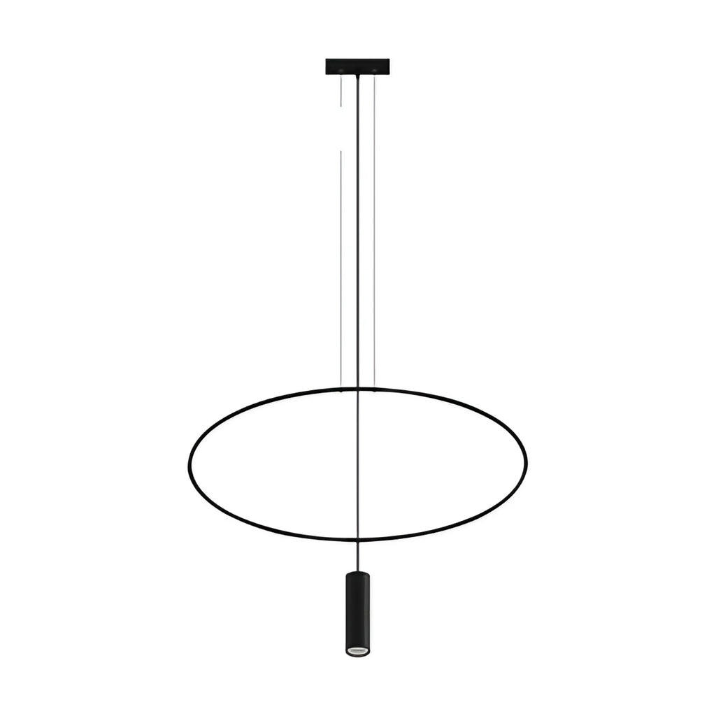 Suspension ovale en acier noir, profil fin, 81 ou 131 cm
