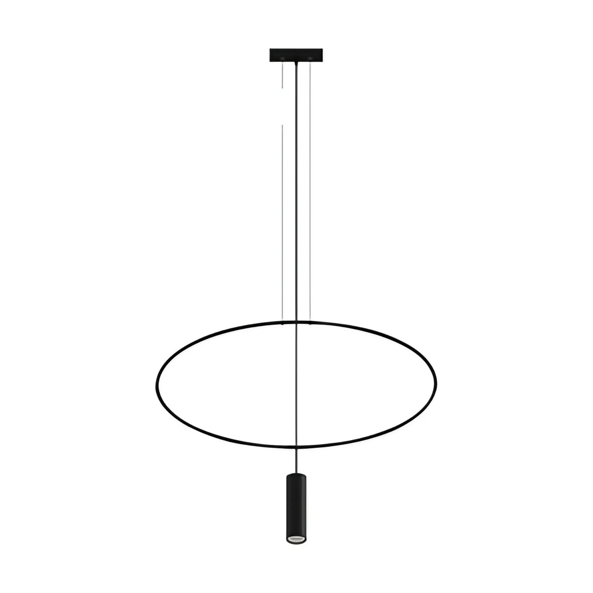 Suspension ovale en acier noir, profil fin, 81 ou 131 cm