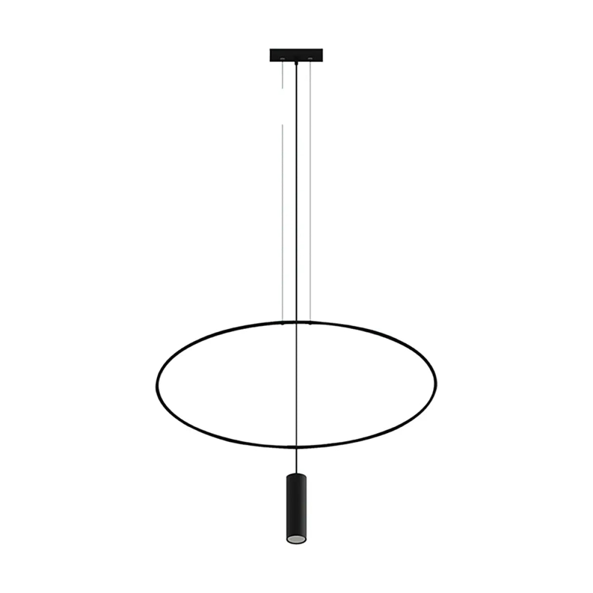 Suspension ovale en acier noir, profil fin, 81 ou 131 cm