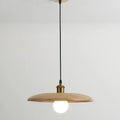 Suspension en bois naturel à abat-jour rond, beige ou marron, beige
