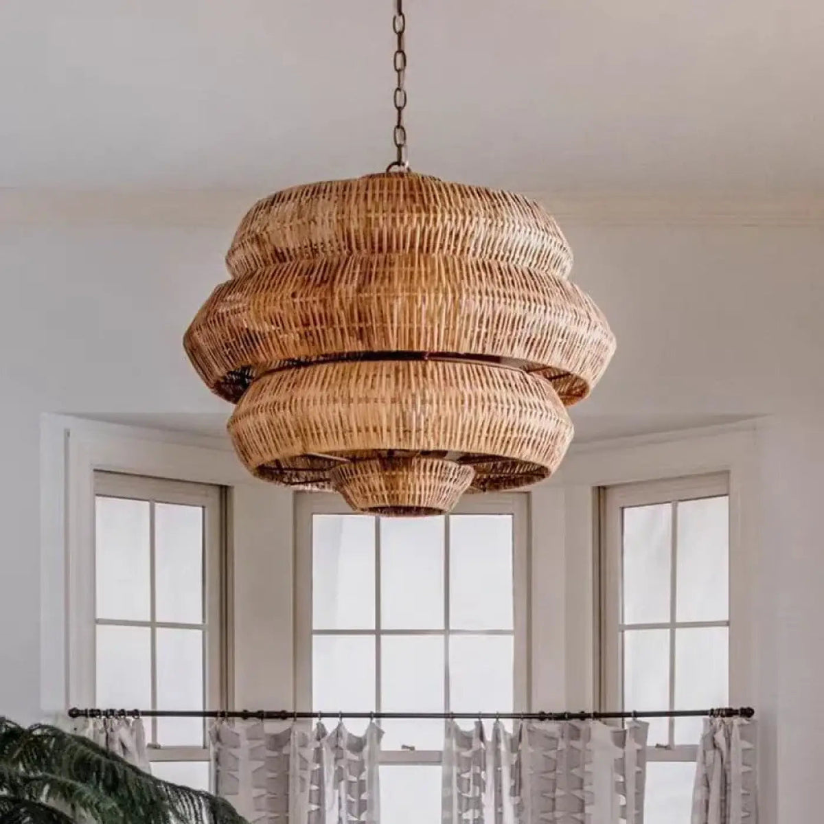 Suspension en rotin bohème, beige ou marron, tailles S à L, beige
