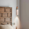 Suspension en travertin jaune et bois, tailles S et M