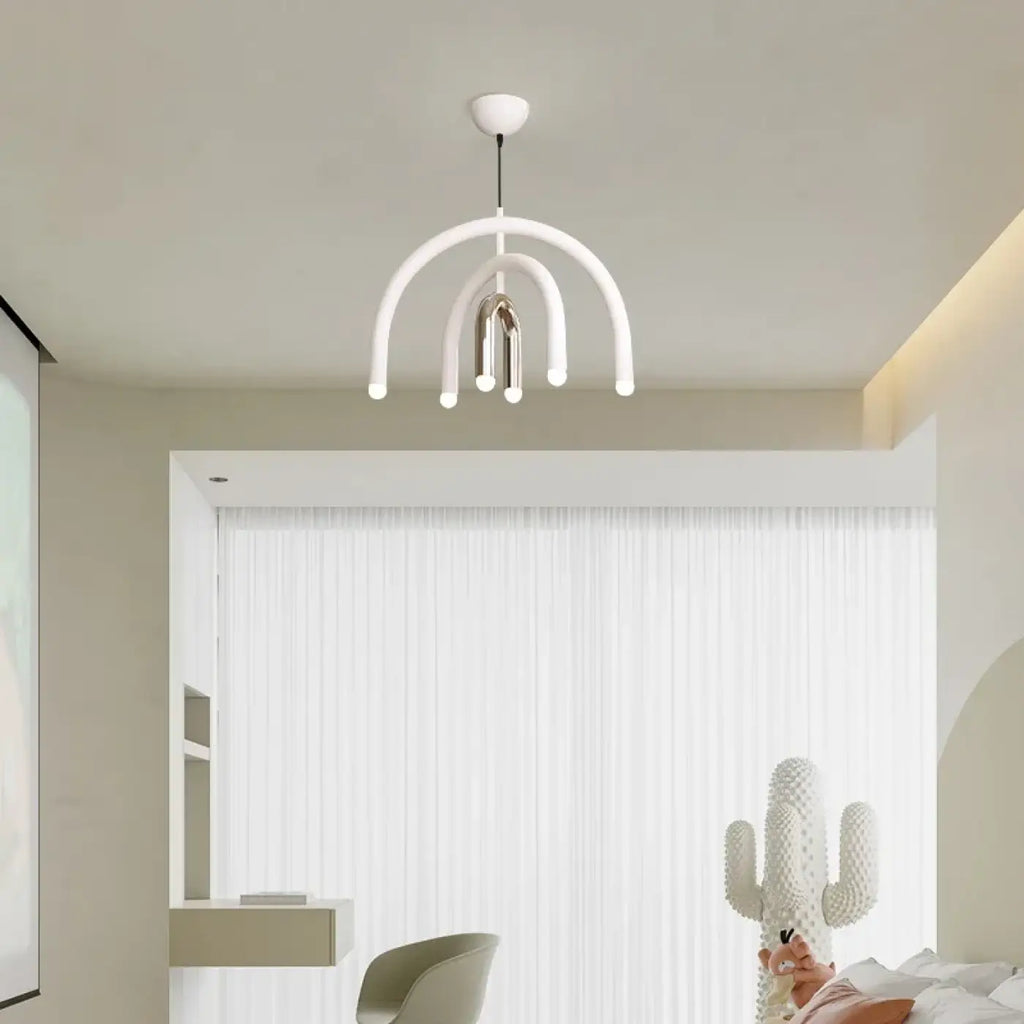 Suspension arc-en-ciel aux tons pastel pour chambre d'enfant, blanc