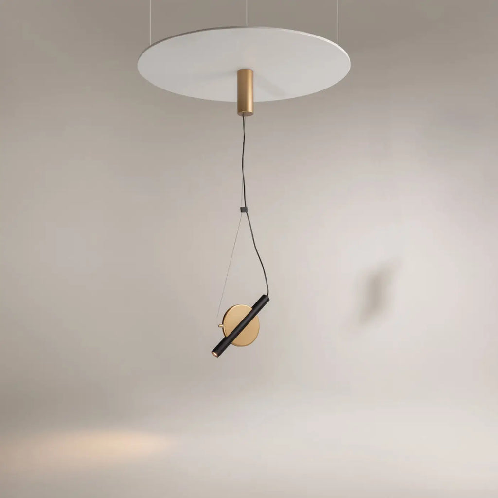Suspension LED cylindre horizontal orientable, doré ou blanc, doré