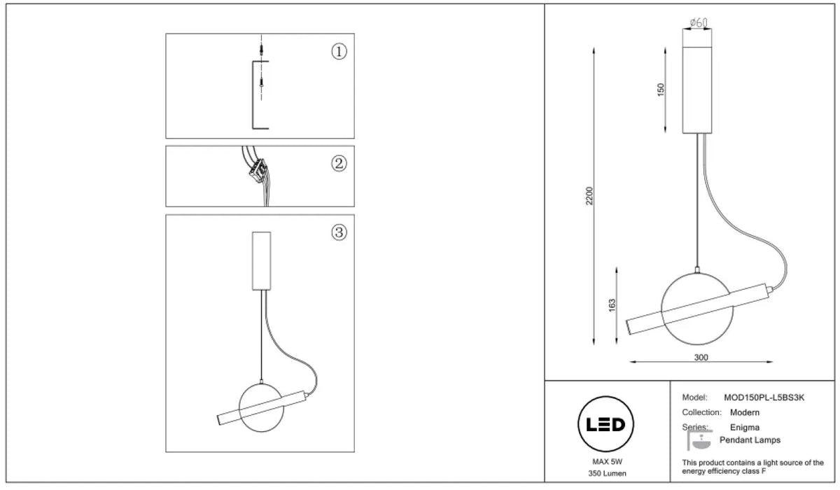 Suspension LED cylindre horizontal orientable, doré ou blanc