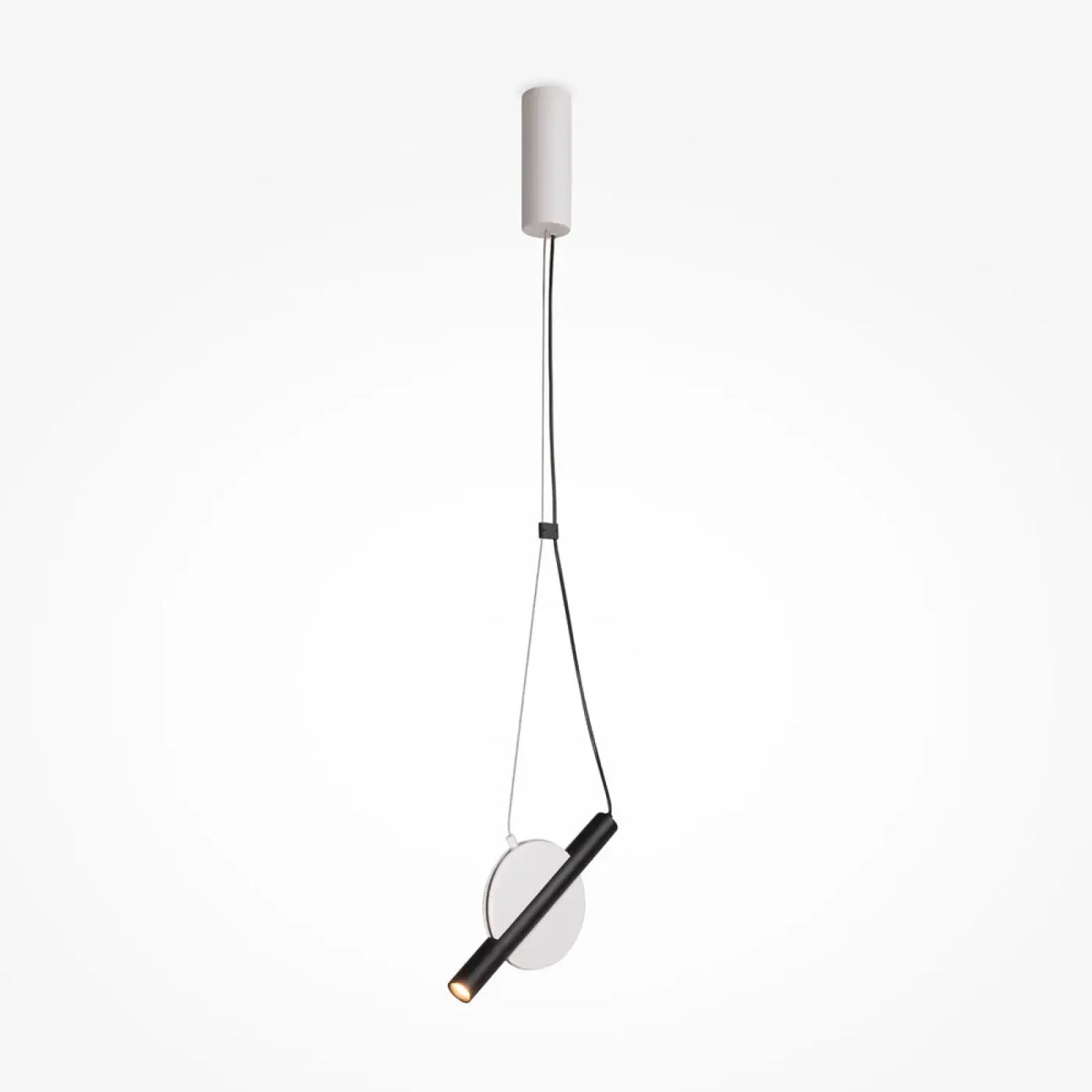 Suspension LED cylindre horizontal orientable, doré ou blanc