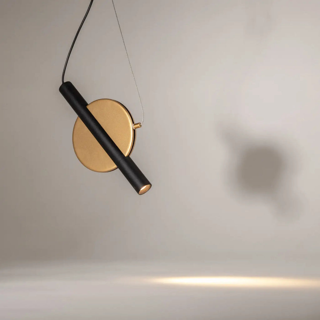 Suspension LED cylindre horizontal orientable, doré ou blanc