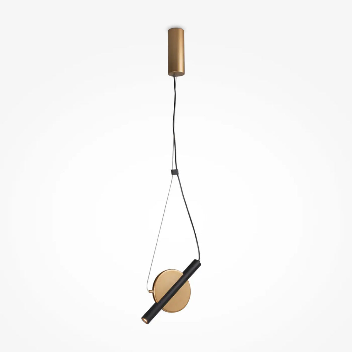Suspension LED cylindre horizontal orientable, doré ou blanc