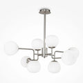 Lustre à globes en verre opalin, 8 ou 12 feux, argenté ou cuivre, argenté