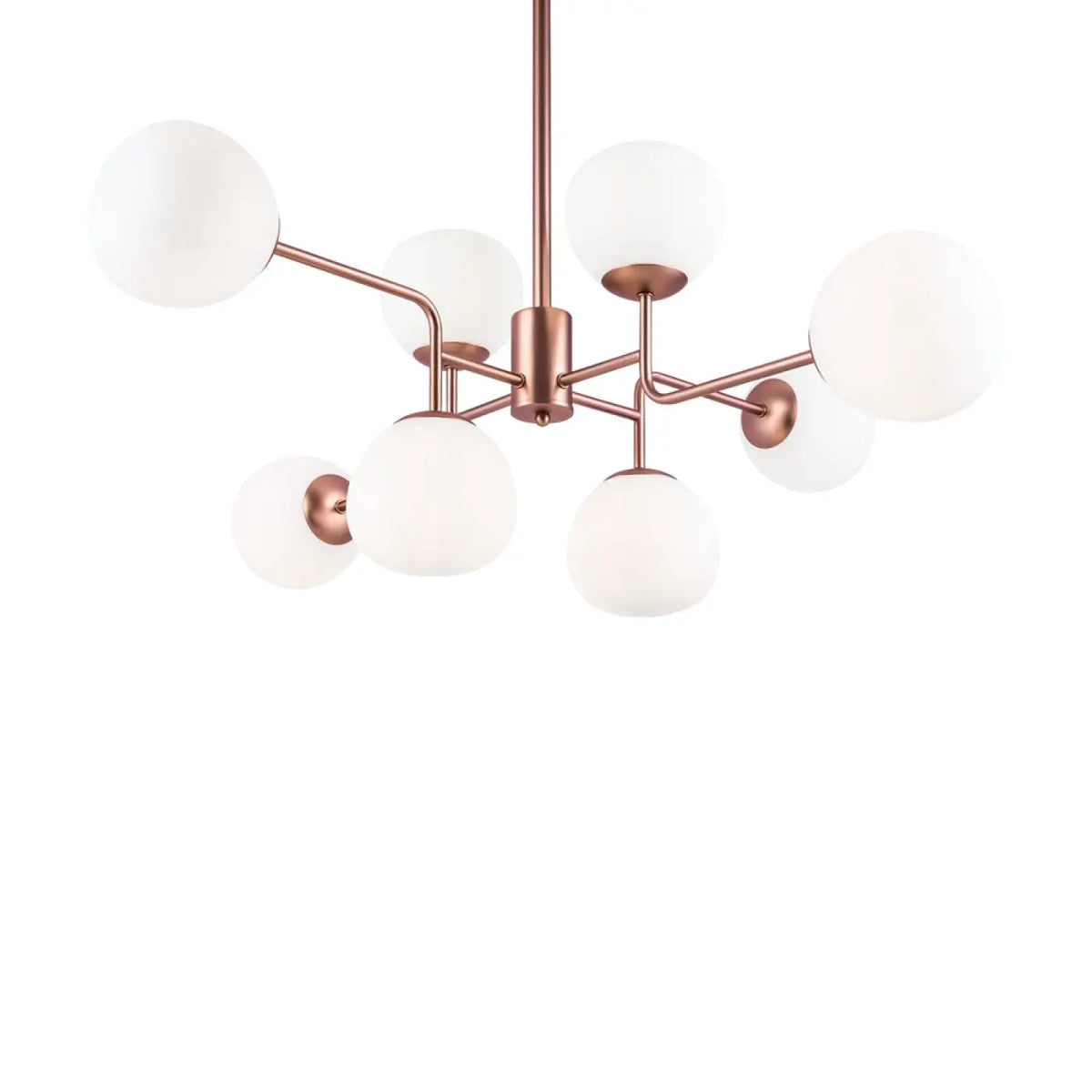 Lustre à globes en verre opalin, 8 ou 12 feux, argenté ou cuivre