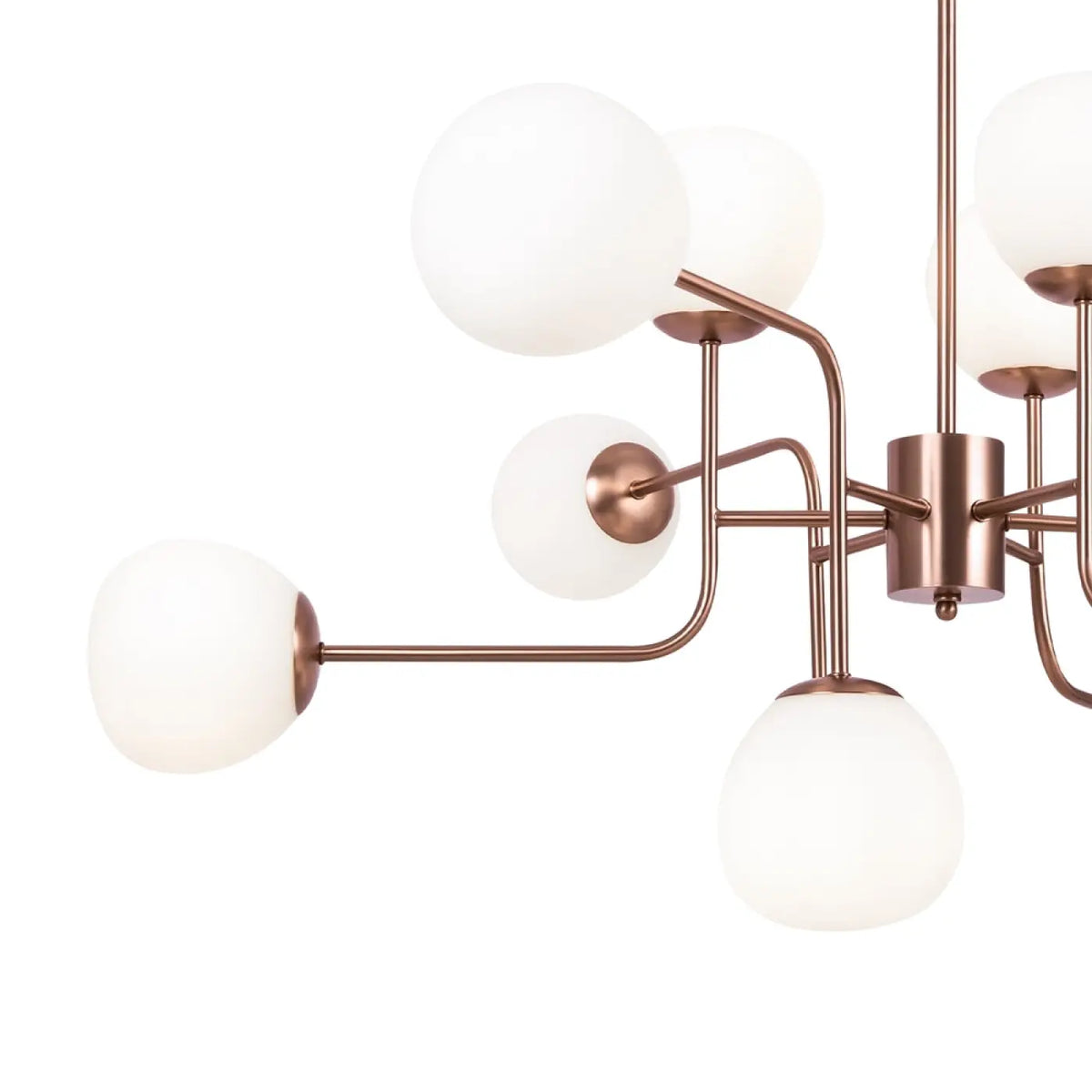 Lustre à globes en verre opalin, 8 ou 12 feux, argenté ou cuivre