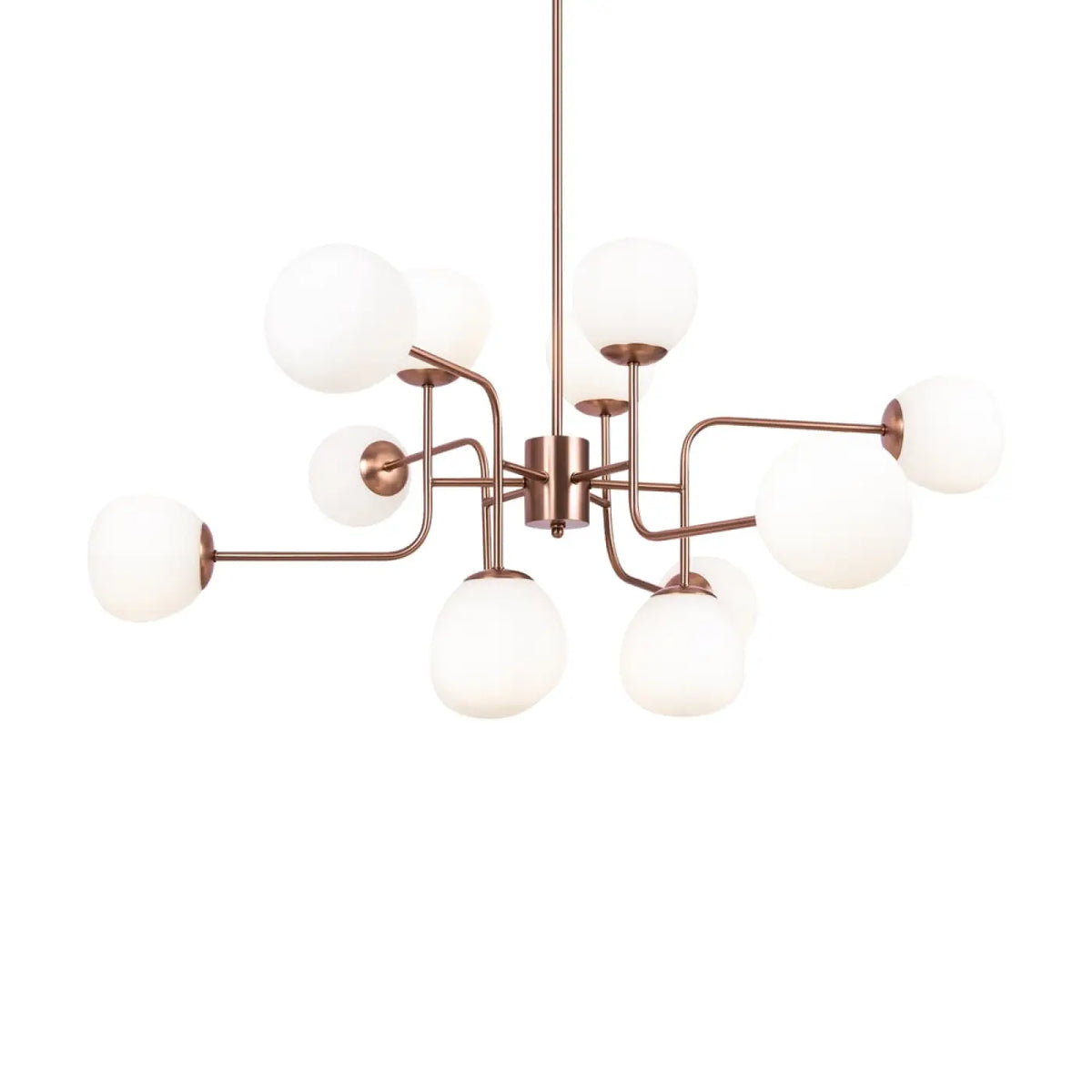 Lustre à globes en verre opalin, 8 ou 12 feux, argenté ou cuivre