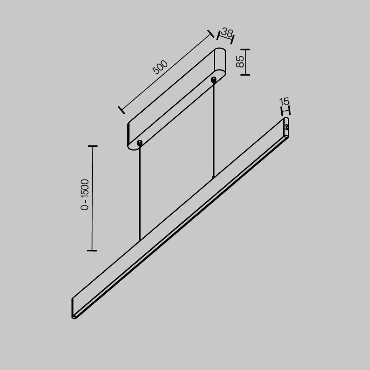 Suspension LED linéaire 116 cm à hauteur réglable, 2700 à 6000 K