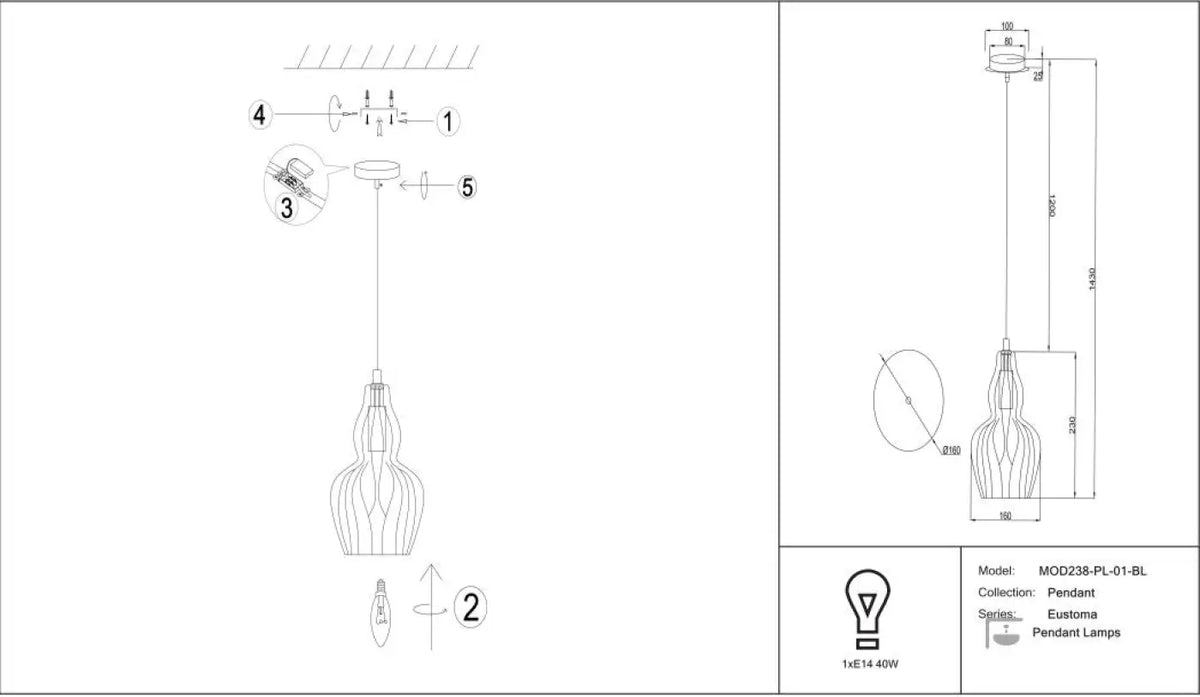 Petite suspension cloche en verre, bleu ou transparent, culot E14