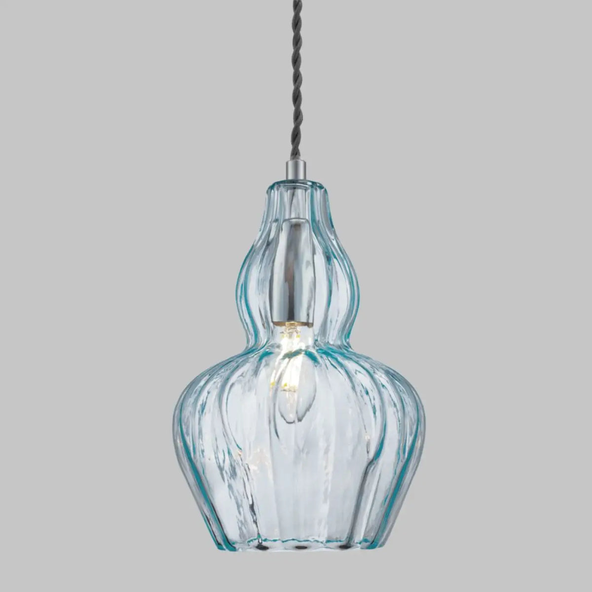 Petite suspension cloche en verre, bleu ou transparent, culot E14, bleu