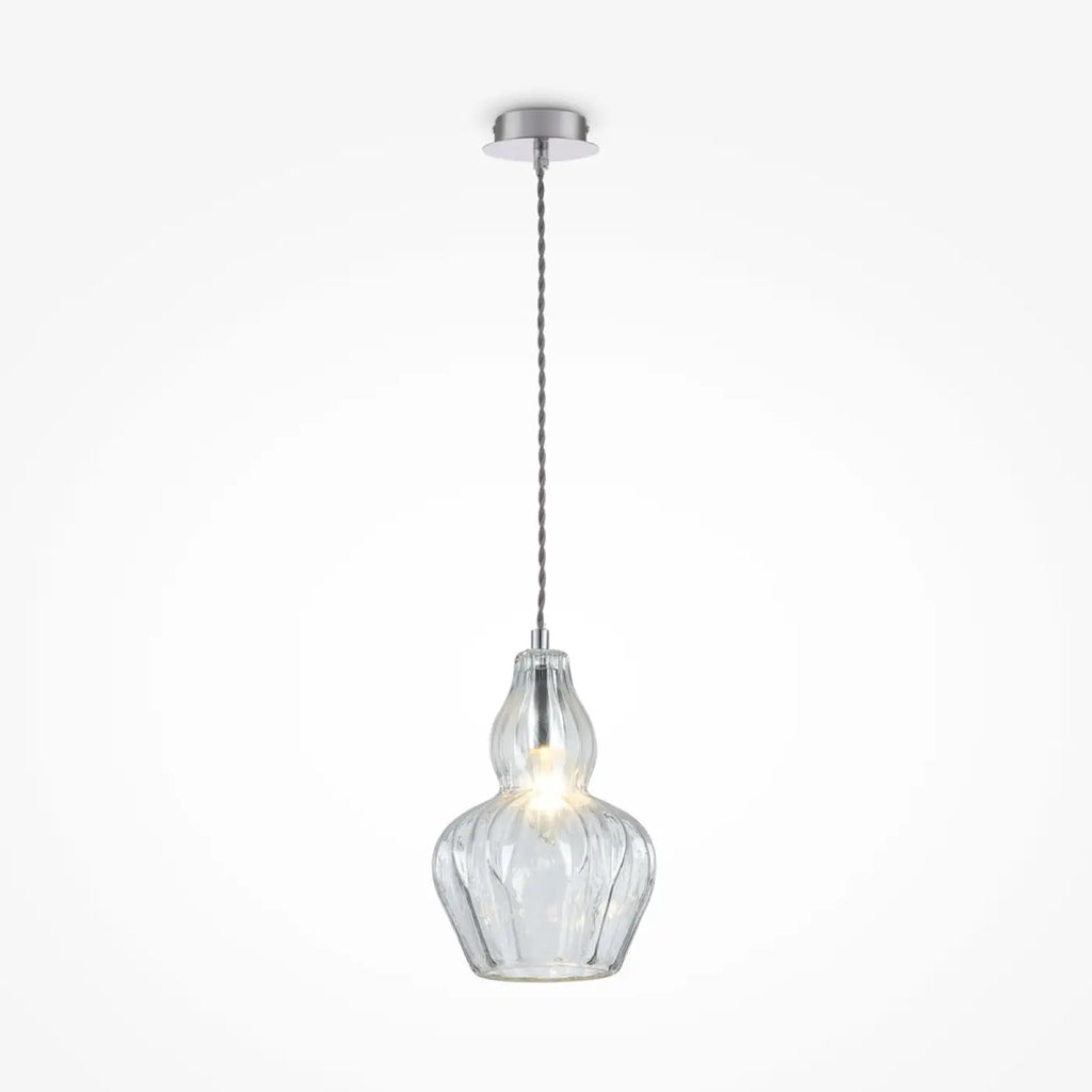 Petite suspension cloche en verre, bleu ou transparent, culot E14