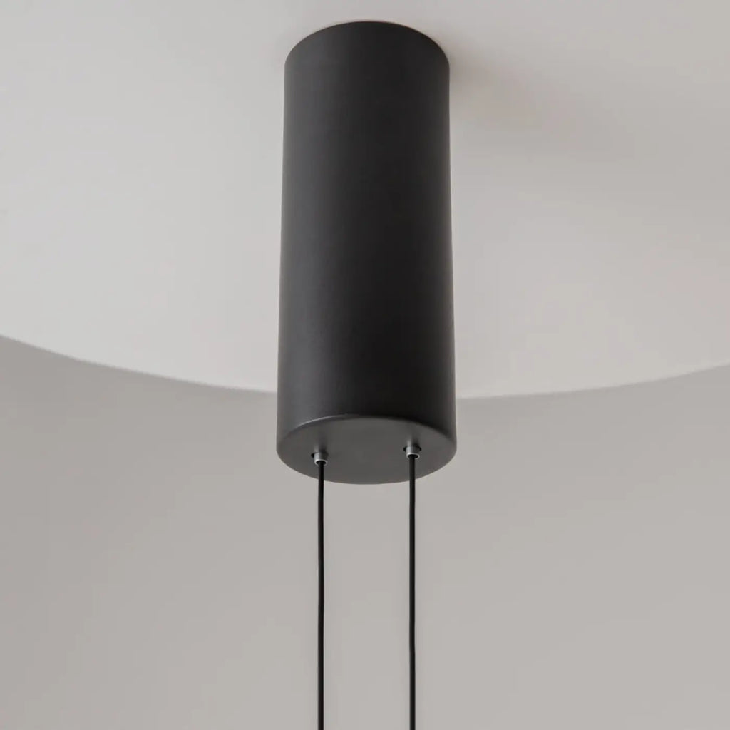 Suspension LED à deux abat-jour en tissu, blanc, gris ou bleu