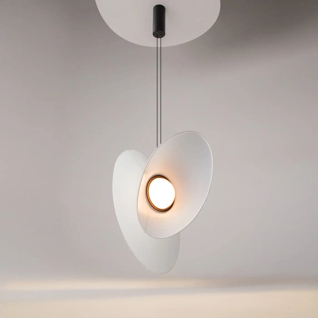 Suspension LED à deux abat-jour en tissu, blanc, gris ou bleu, blanc