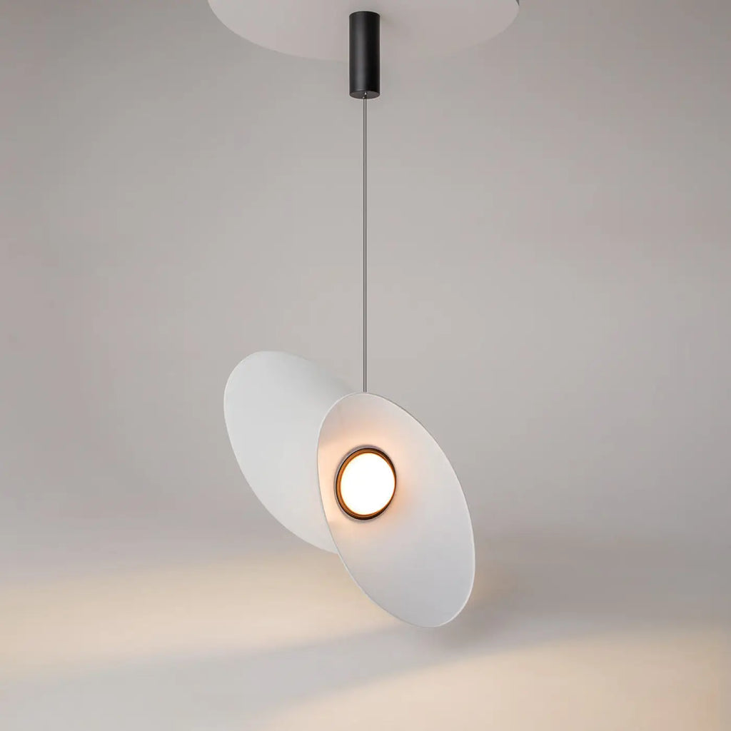 Suspension LED à deux abat-jour en tissu, blanc, gris ou bleu