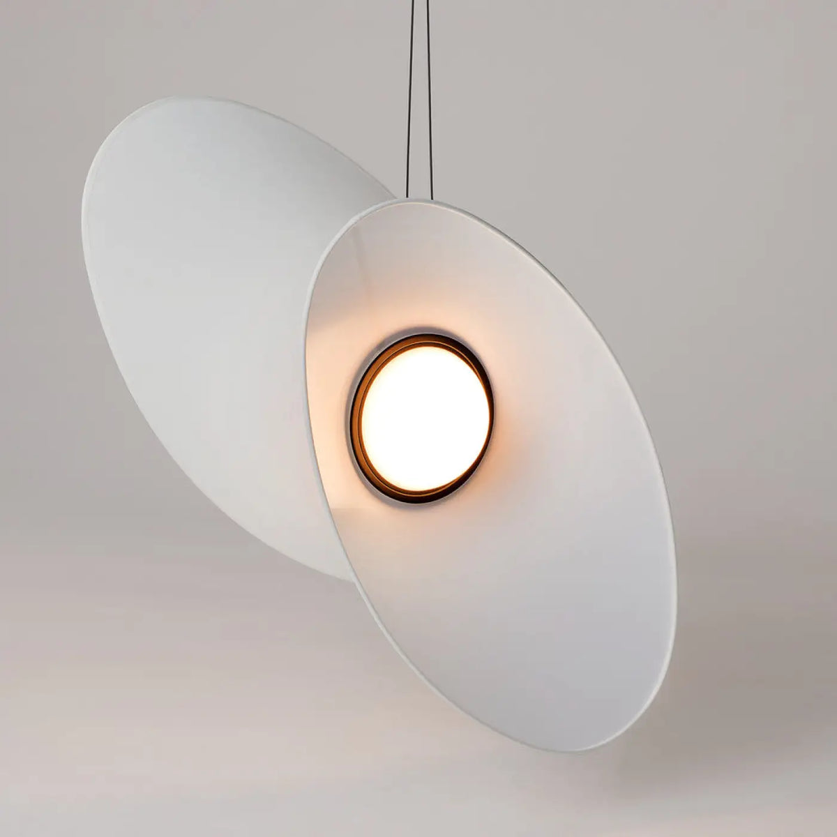 Suspension LED à deux abat-jour en tissu, blanc, gris ou bleu