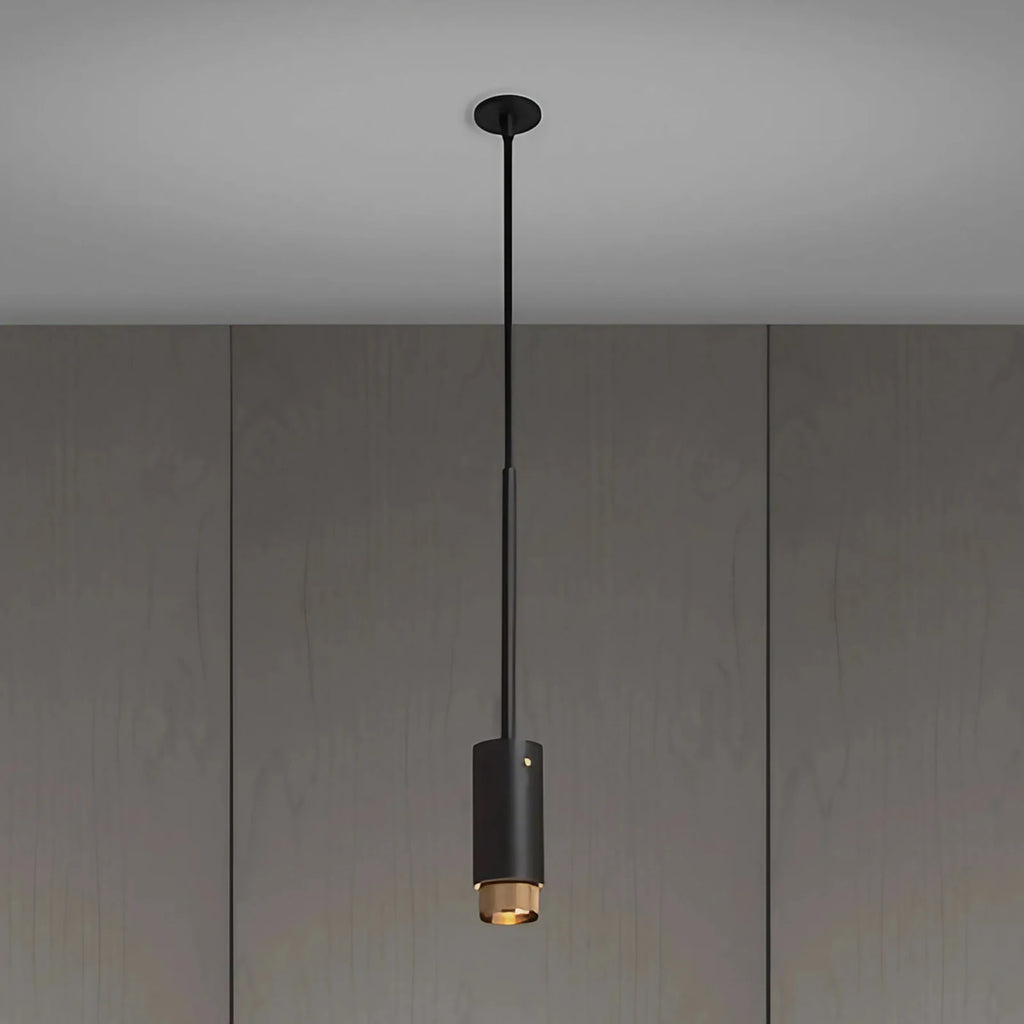 Suspension spot cylindrique en aluminium gravé, câble 300 cm, doré