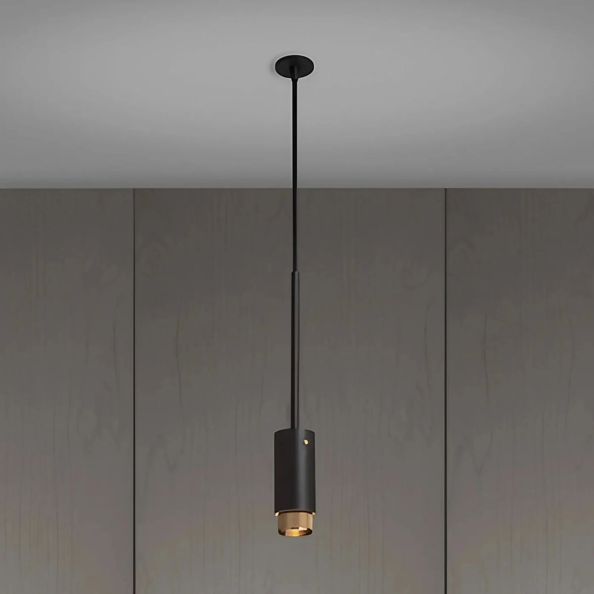 Suspension spot cylindrique en aluminium gravé, câble 300 cm, doré