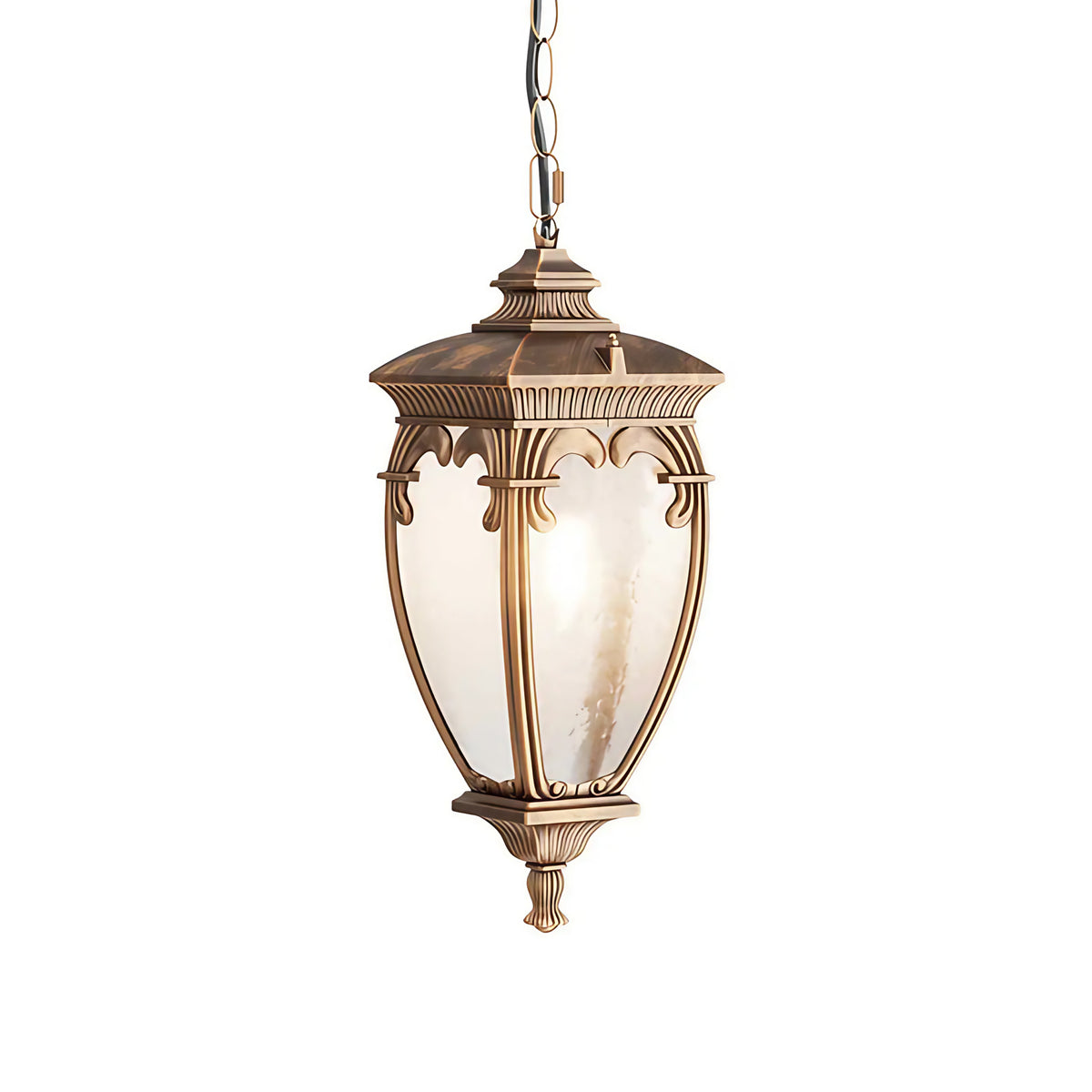 Suspension lanterne d'extérieur baroque en acier, culot E27, IP44, doré