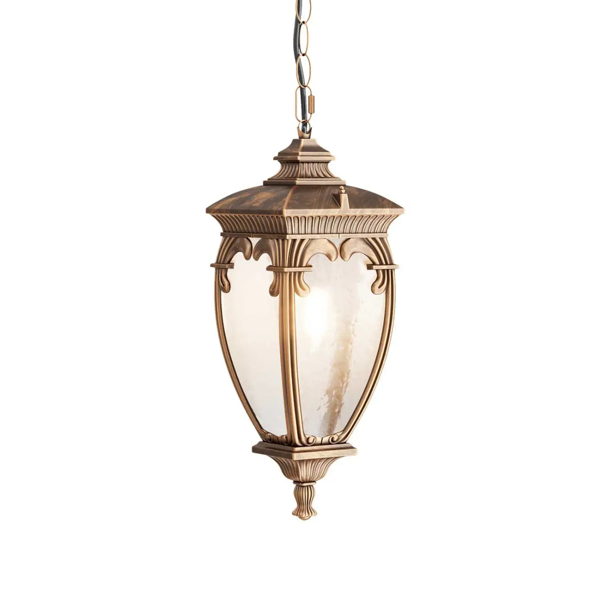 Suspension lanterne d'extérieur baroque en acier, culot E27, IP44, doré