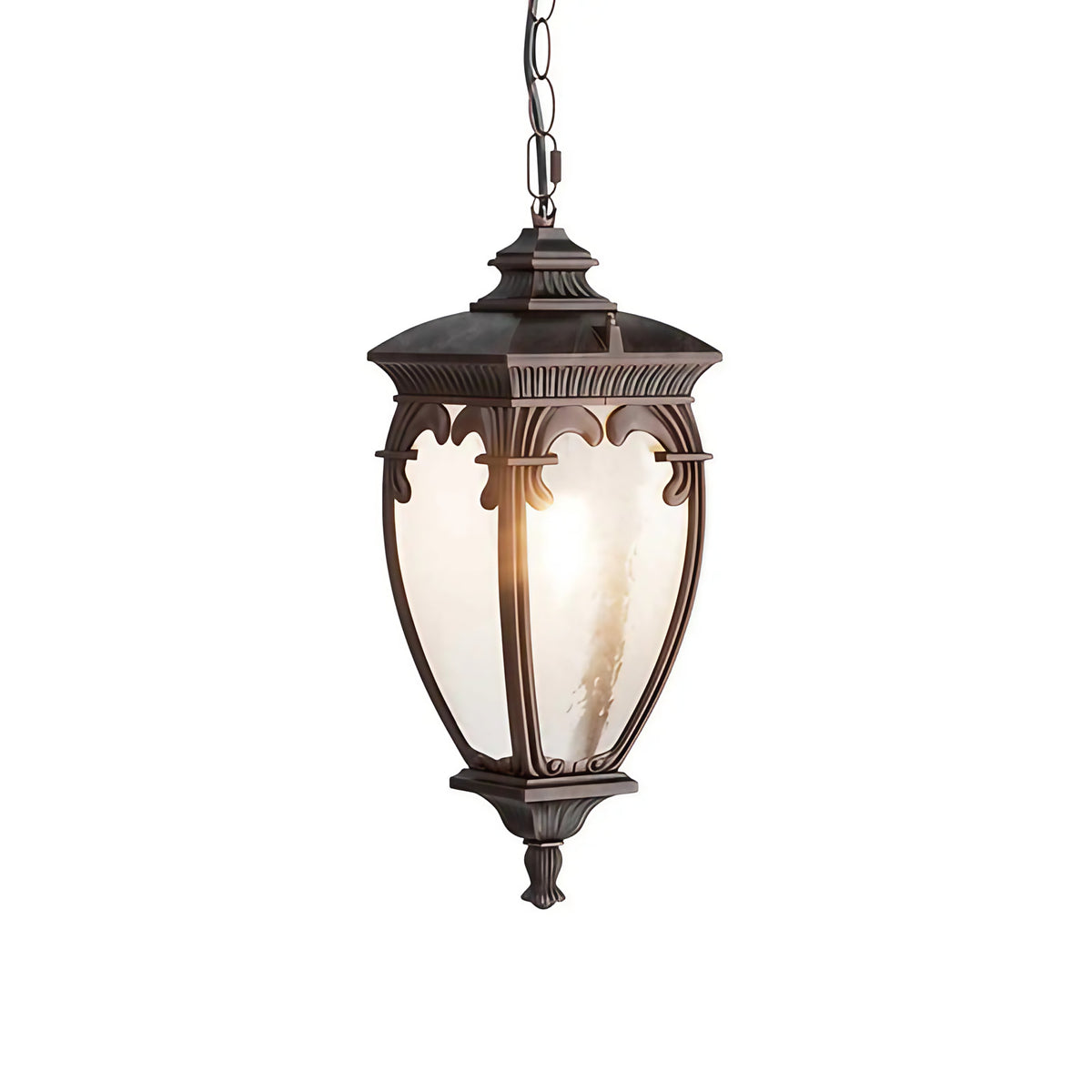 Suspension lanterne d'extérieur baroque en acier, culot E27, IP44, noir