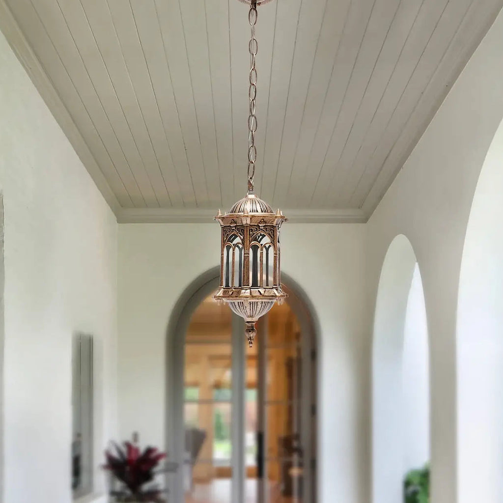 Lanterne d'extérieur orientale dorée
