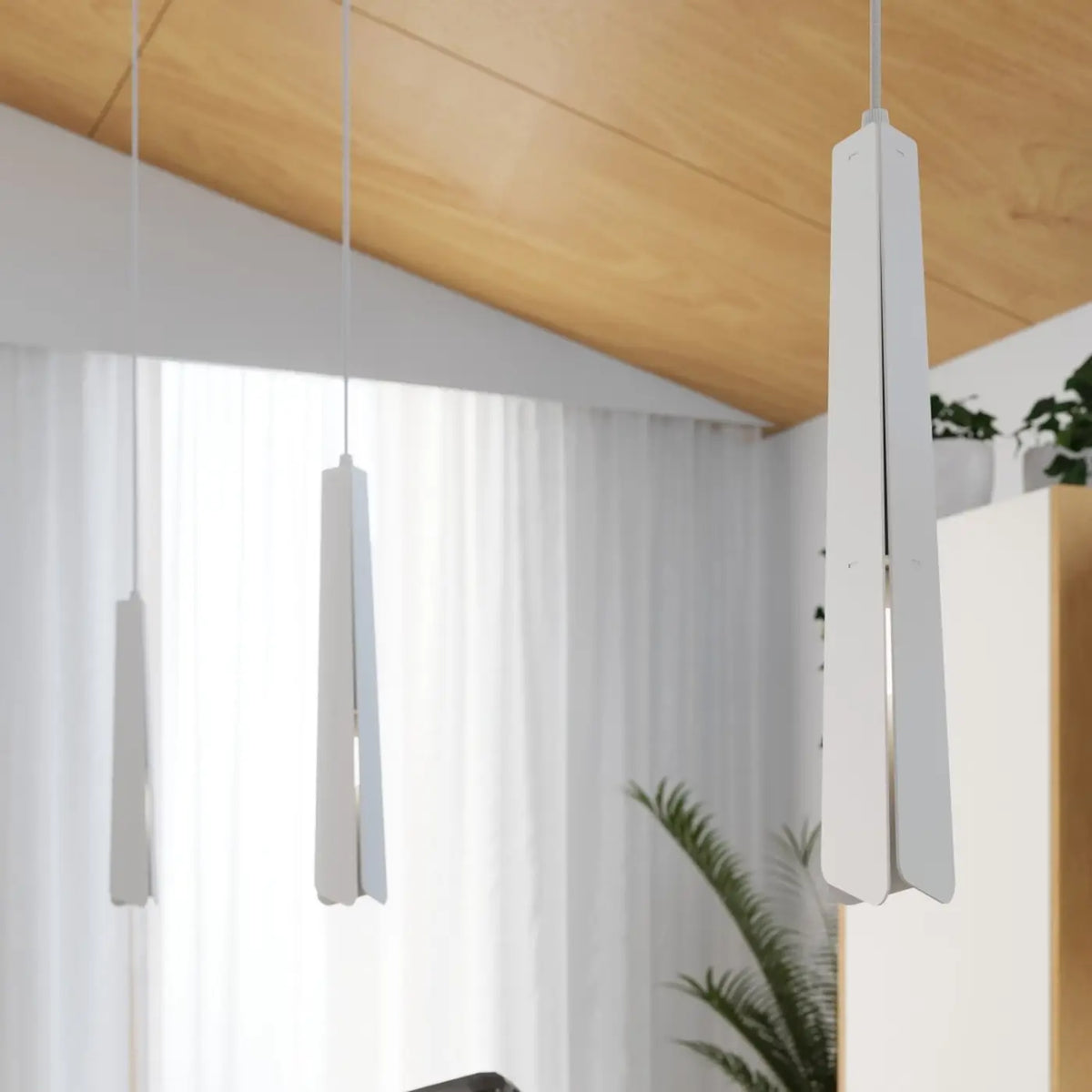 Suspension prisme en acier élancé, 1 ou 3 lumières, blanc ou noir