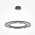 Suspension LED anneau noir à spots orientables, blanc chaud