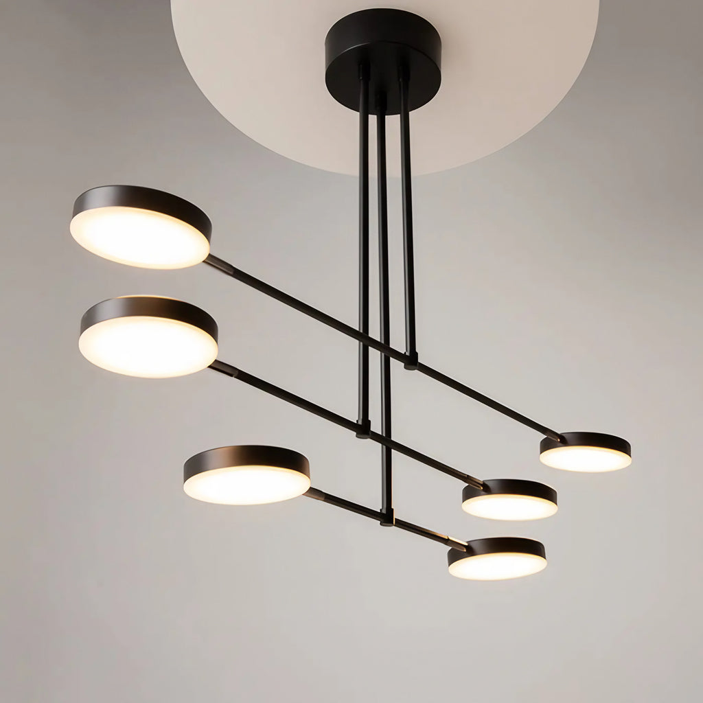 Suspension LED à bras articulés en métal noir, 89 cm d'envergure