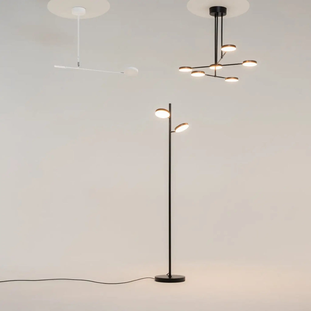 Suspension LED à bras articulés en métal noir, 89 cm d'envergure