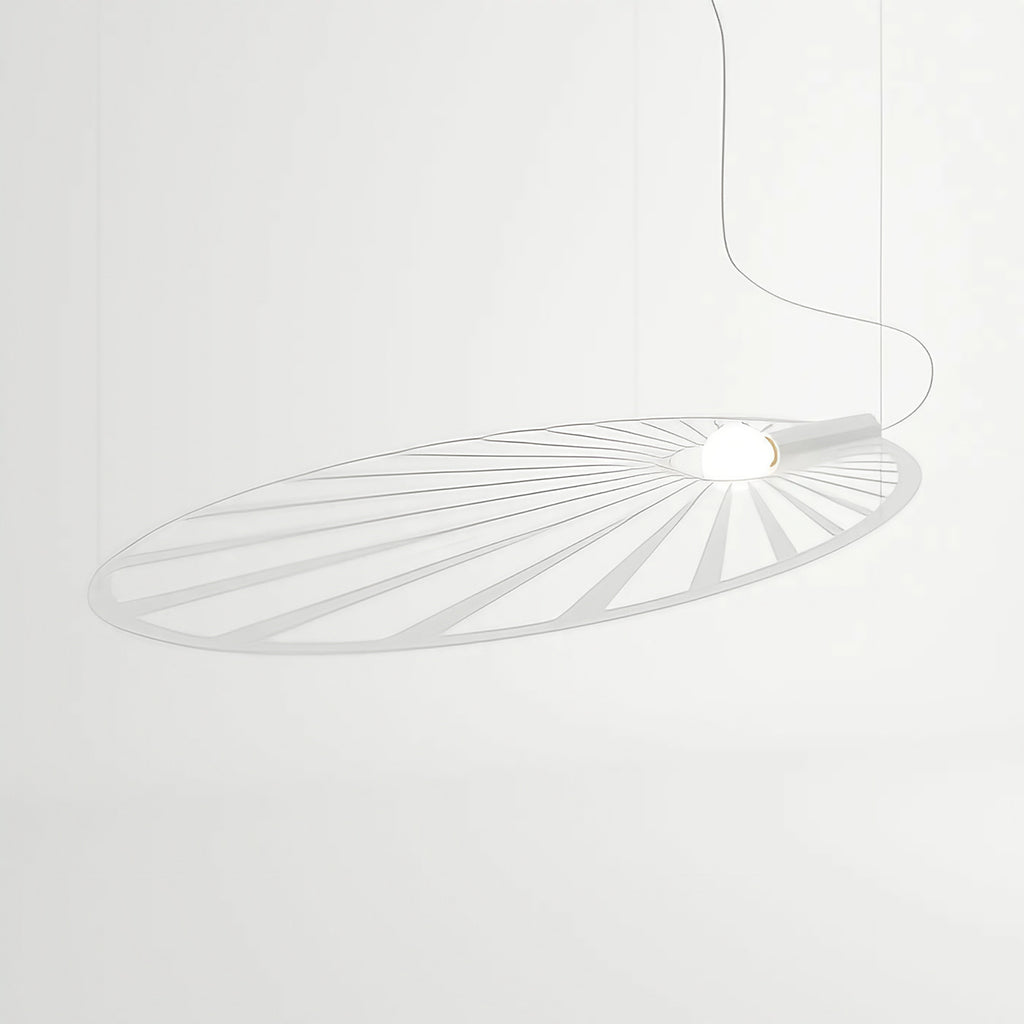 Grande suspension feuille en acier ajouré, motif floral, E27