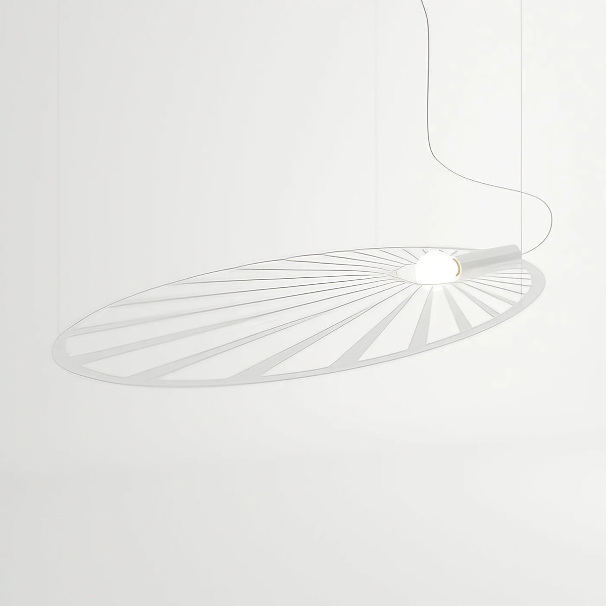 Grande suspension feuille en acier ajouré, motif floral, E27