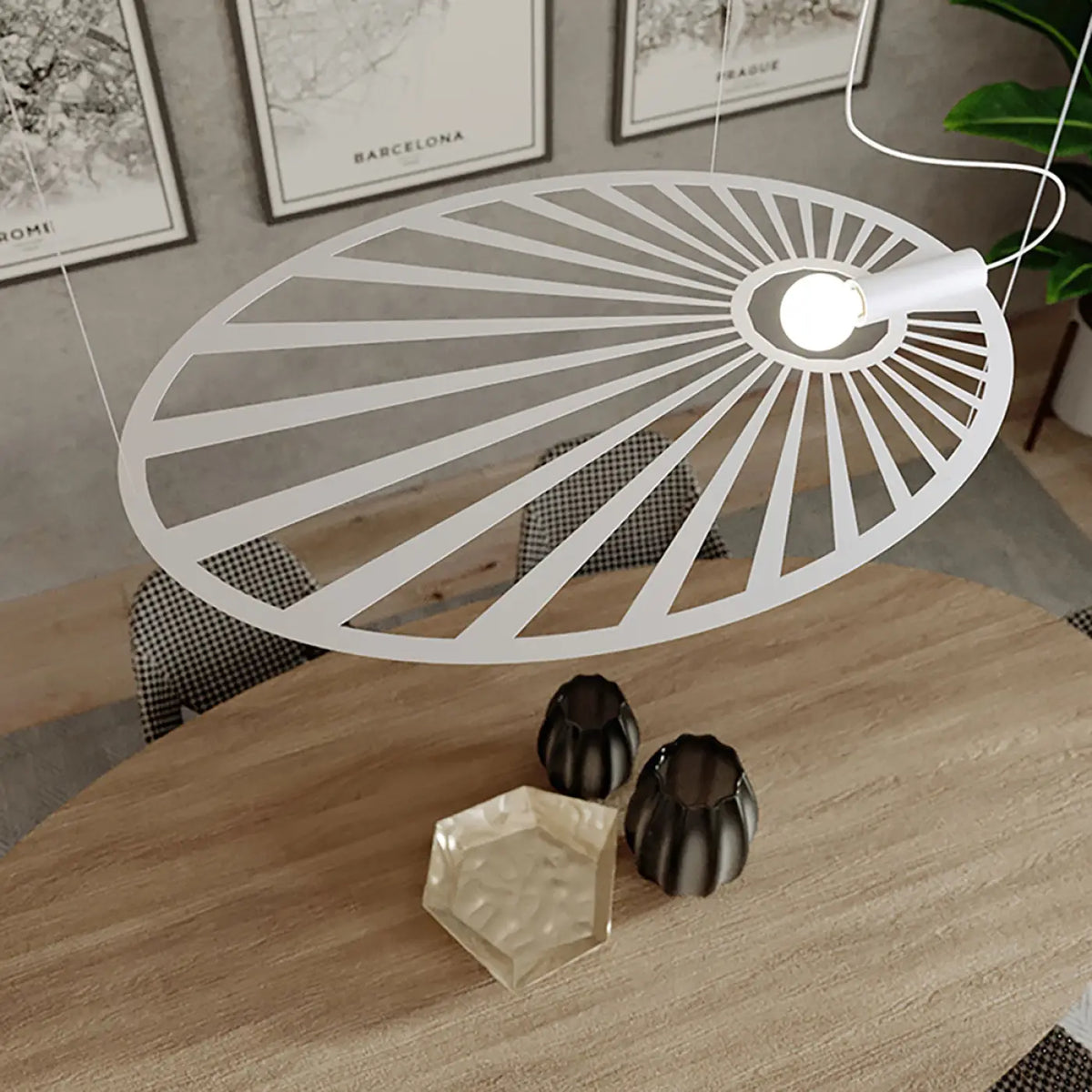 Grande suspension feuille en acier ajouré, motif floral, E27