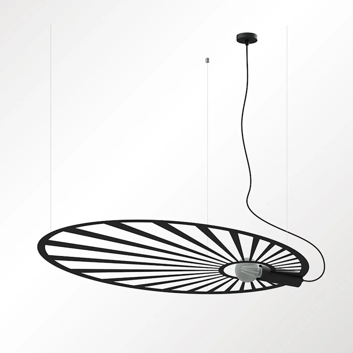 Grande suspension feuille en acier ajouré, motif floral, E27