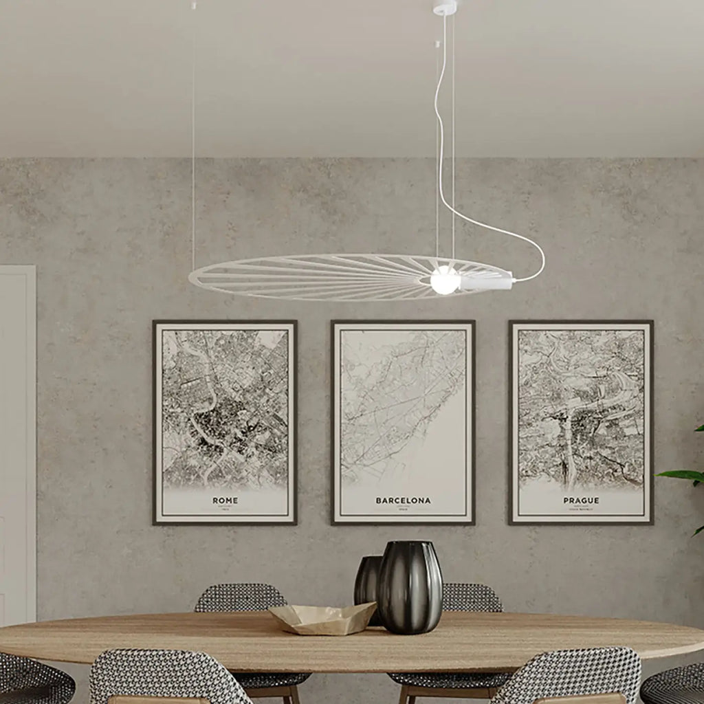 Grande suspension feuille en acier ajouré, motif floral, E27
