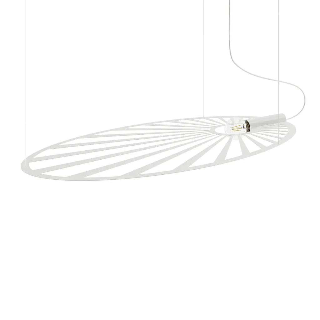 Grande suspension feuille en acier ajouré, motif floral, E27, blanc