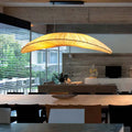 Suspension feuille en fibres naturelles, beige ou blanche, beige