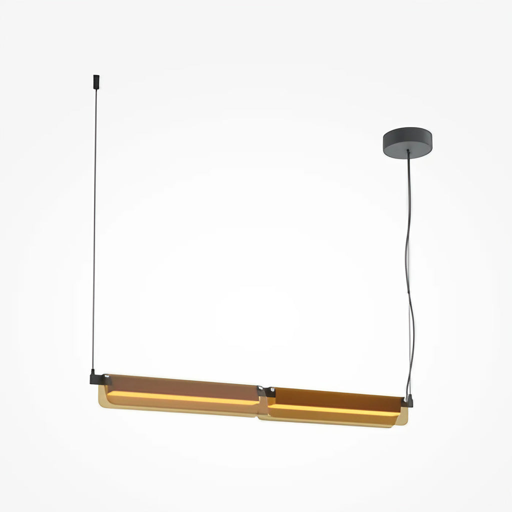 Suspension LED linéaire en verre teinté ambré ou fumé, 93 cm