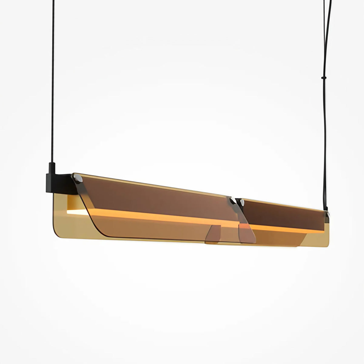 Suspension LED linéaire en verre teinté ambré ou fumé, 93 cm, orange