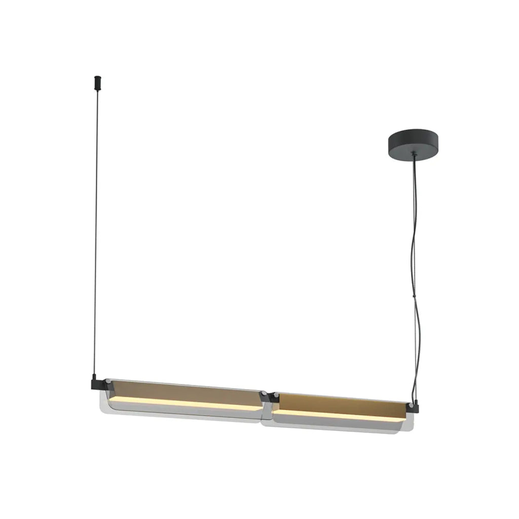 Suspension LED linéaire en verre teinté ambré ou fumé, 93 cm