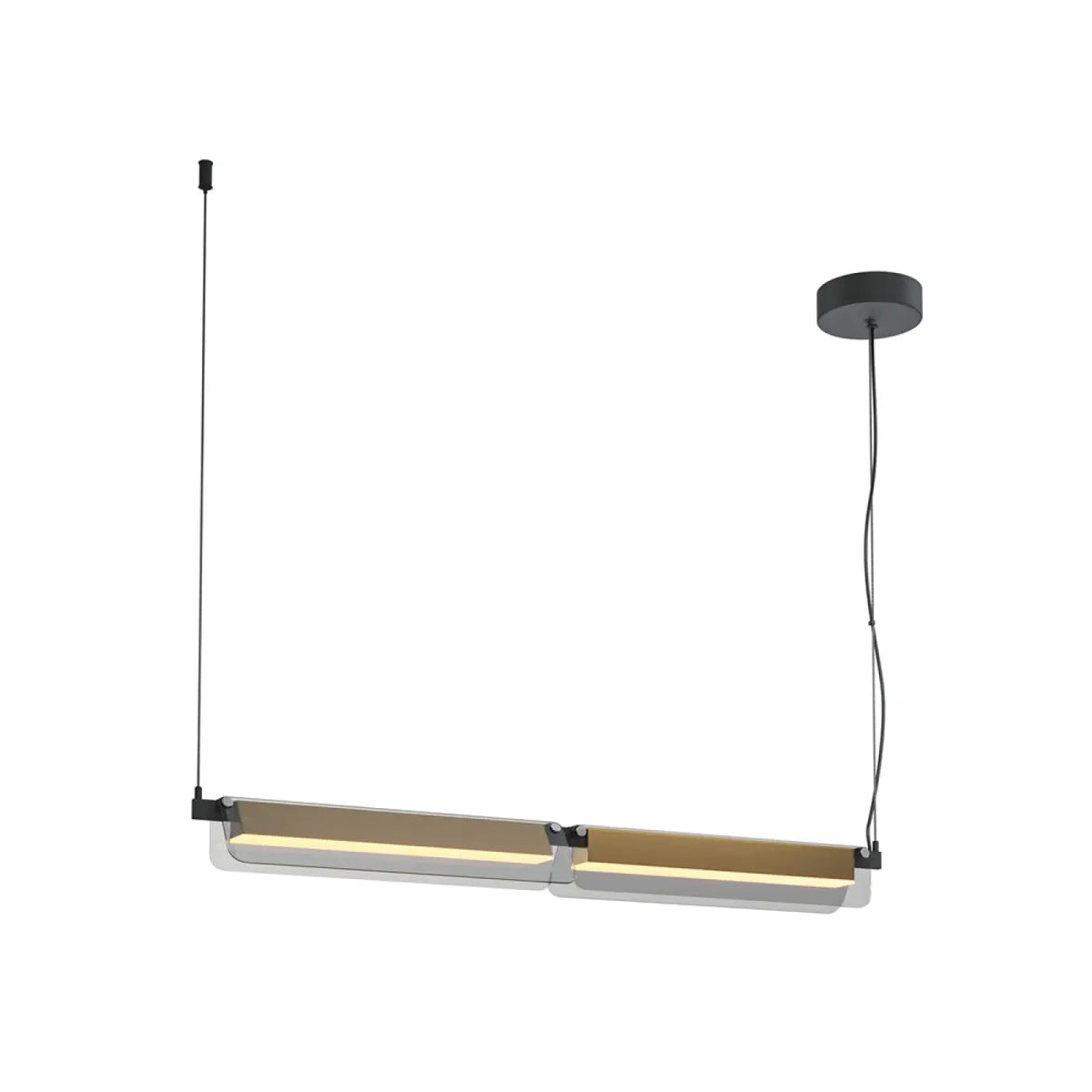Suspension LED linéaire en verre teinté ambré ou fumé, 93 cm