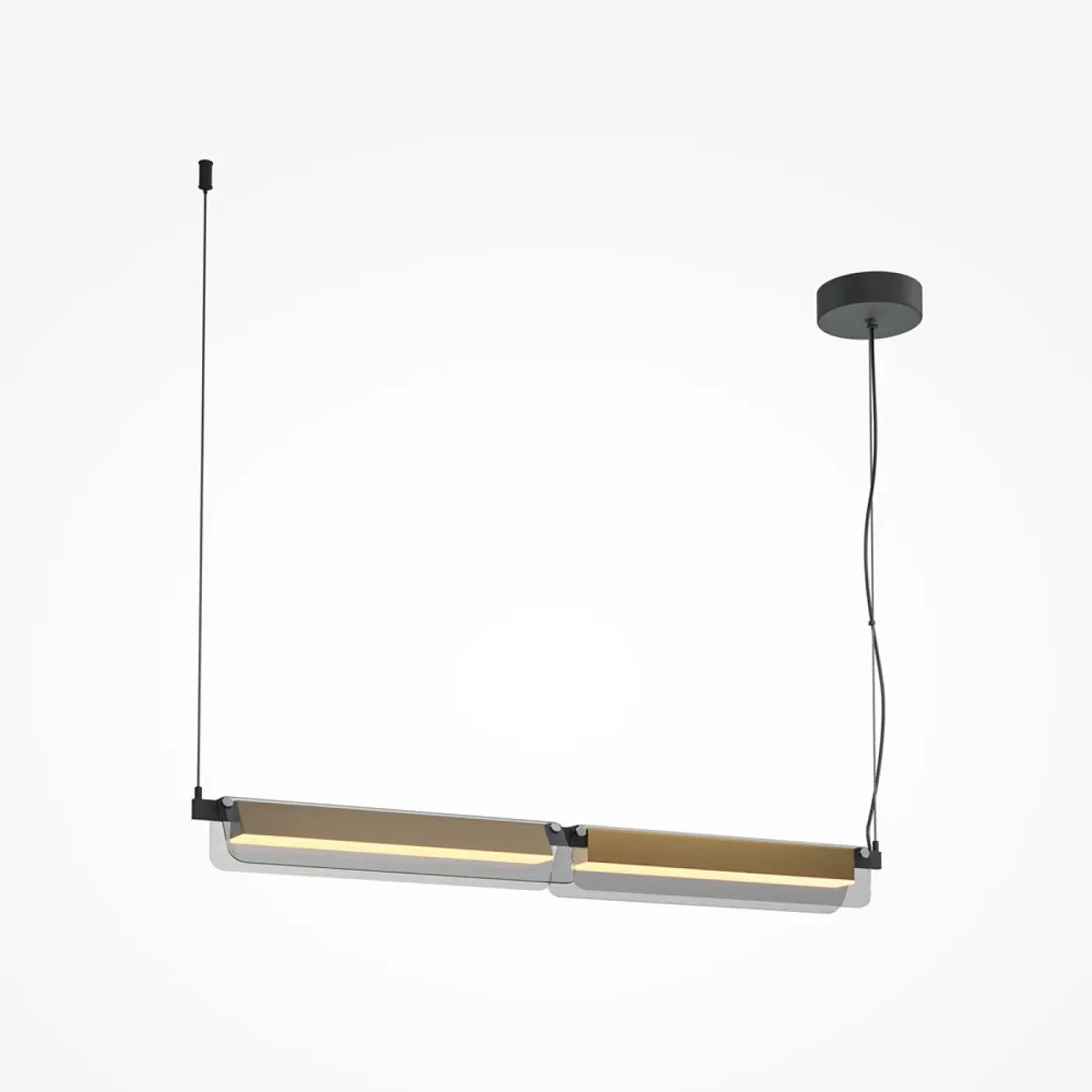 Suspension LED linéaire en verre teinté ambré ou fumé, 93 cm