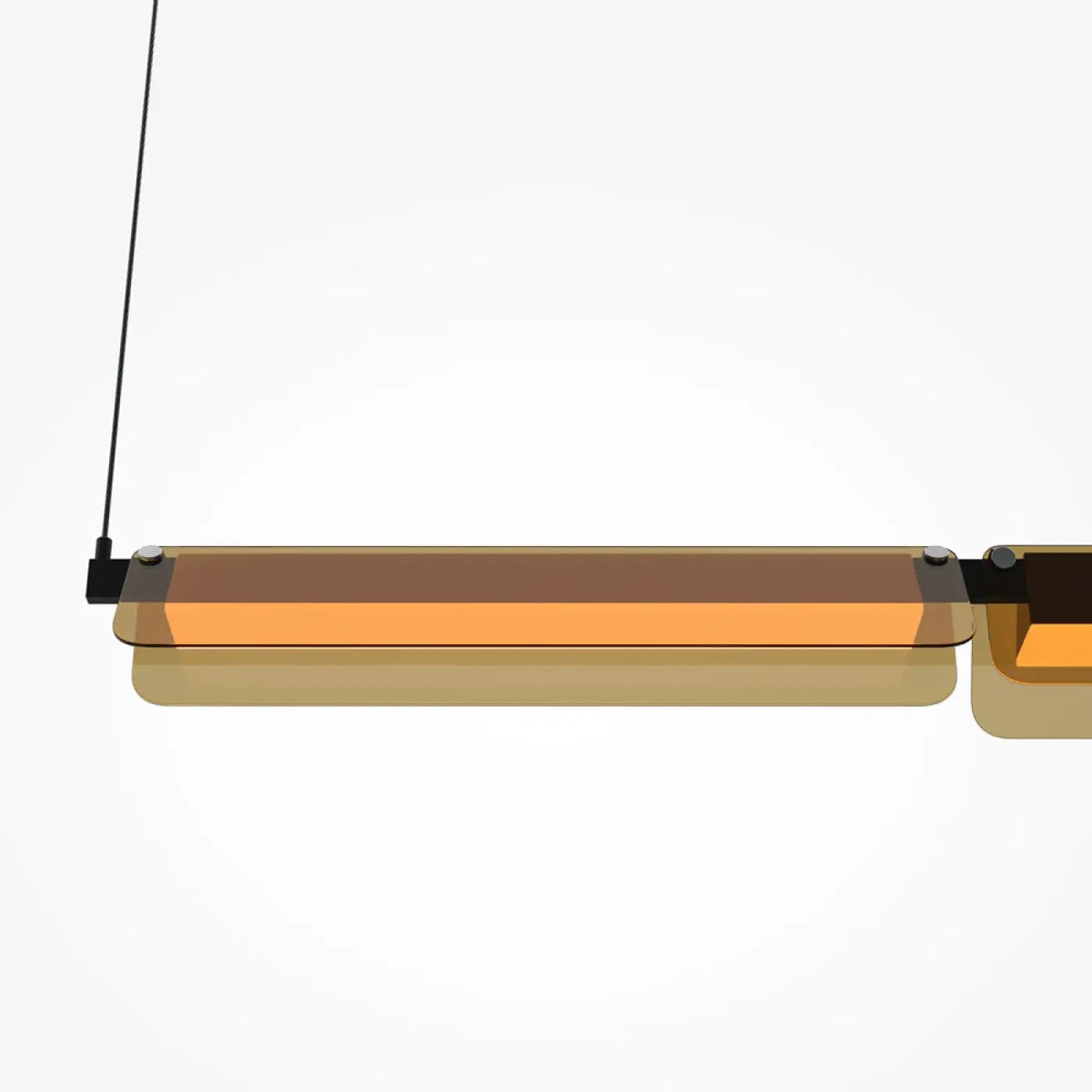 Suspension LED linéaire en verre teinté ambré ou fumé, 93 cm