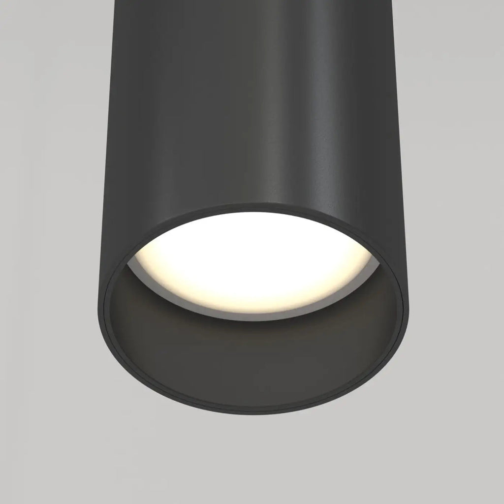 Suspension cylindre étroit en acier, lumière dirigée GU10, noir