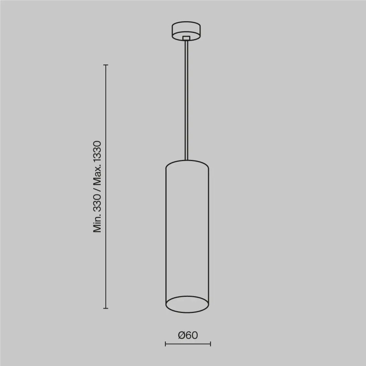 Suspension cylindre étroit en acier, lumière dirigée GU10
